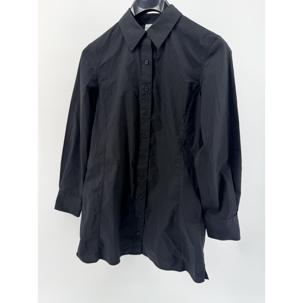 Chicos Button Up Shirt Womens Size 1 Long Sleeve Collared